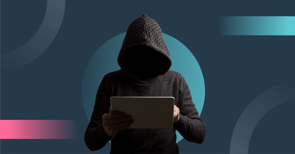 Cyber insurance claims management concept with hacker using tablet