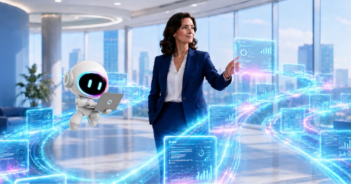 Insurance claims executive using an AI-powered claims management system, illustrating the agentic AI claims operating model