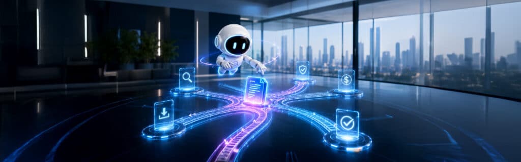 AI agent coordinating document review, compliance, payments, and other claims workflows across an AI-native claims platform.